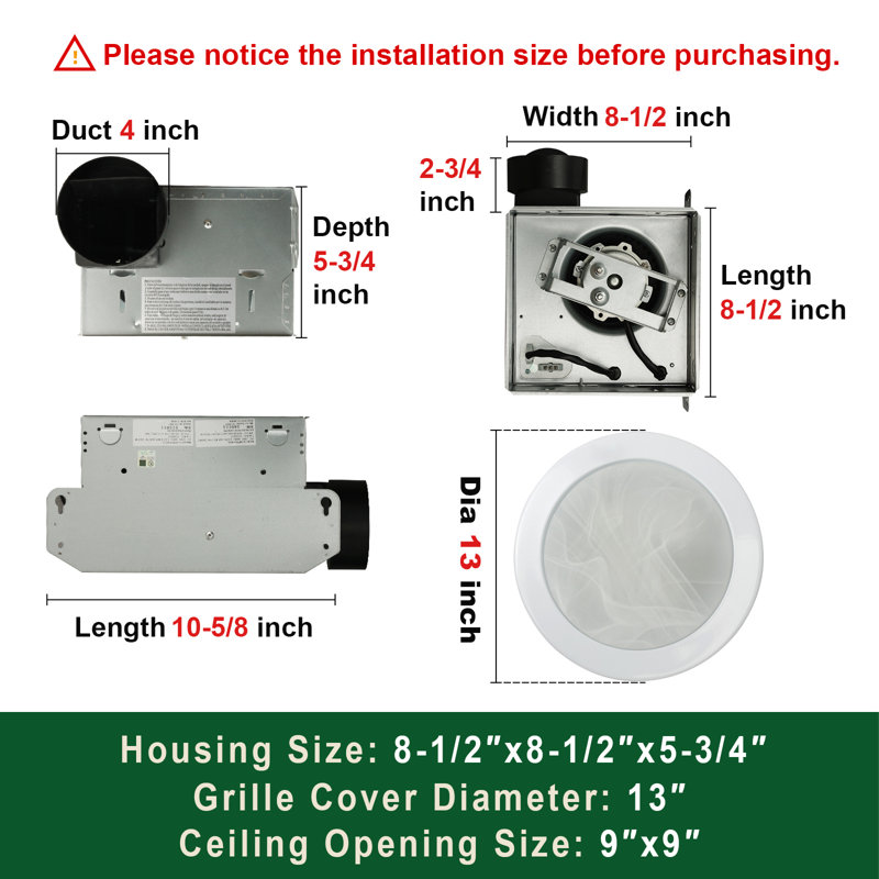 80 CFM Bathroom Fan, Satin White