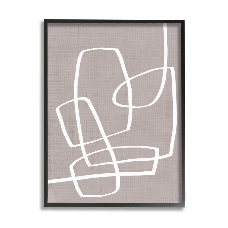 «Busy Single Line Mouvement Modern Abstract Composition» par - Impression, Giclée encadrée noir minuit