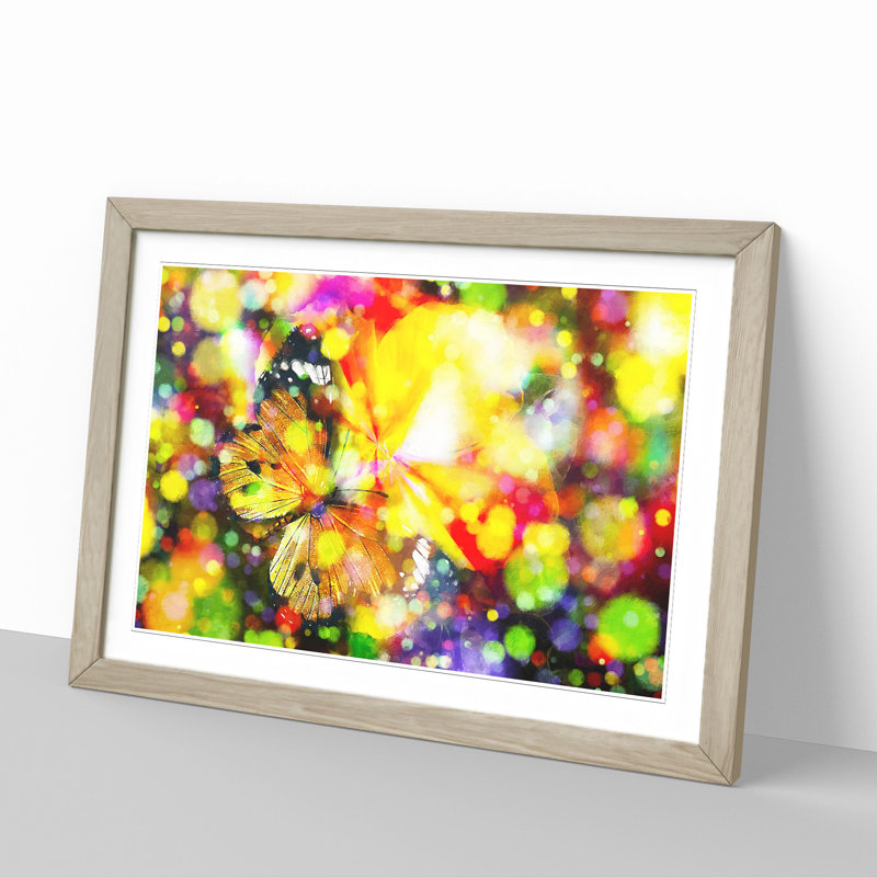 Butterfly Vol.2 - Picture Frame Painting, Oak Framed, 36cm H x 48cm W x 2cm D