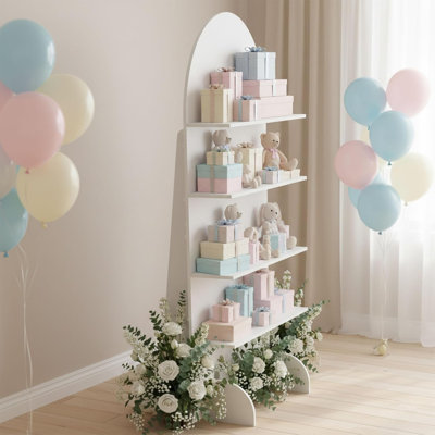 Wooden Wedding Display Shelf, 4 Tier Champagne and Dessert Stand for Wedding Reception, Party and Event Decor