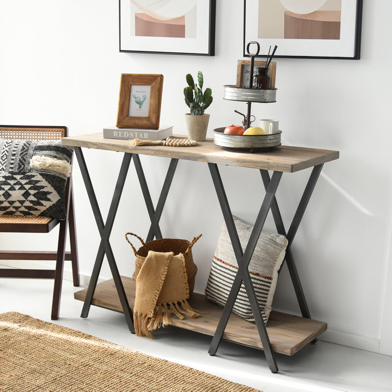 Rustic 2 Tier Wood Console Sofa Table
