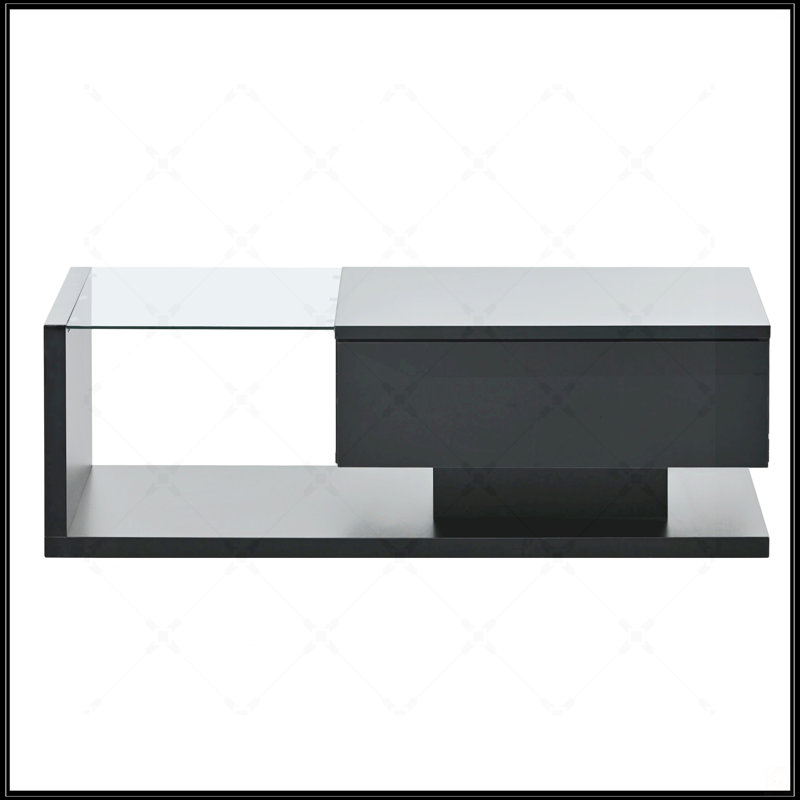 Table basse moderne avec verre trempé, Noir