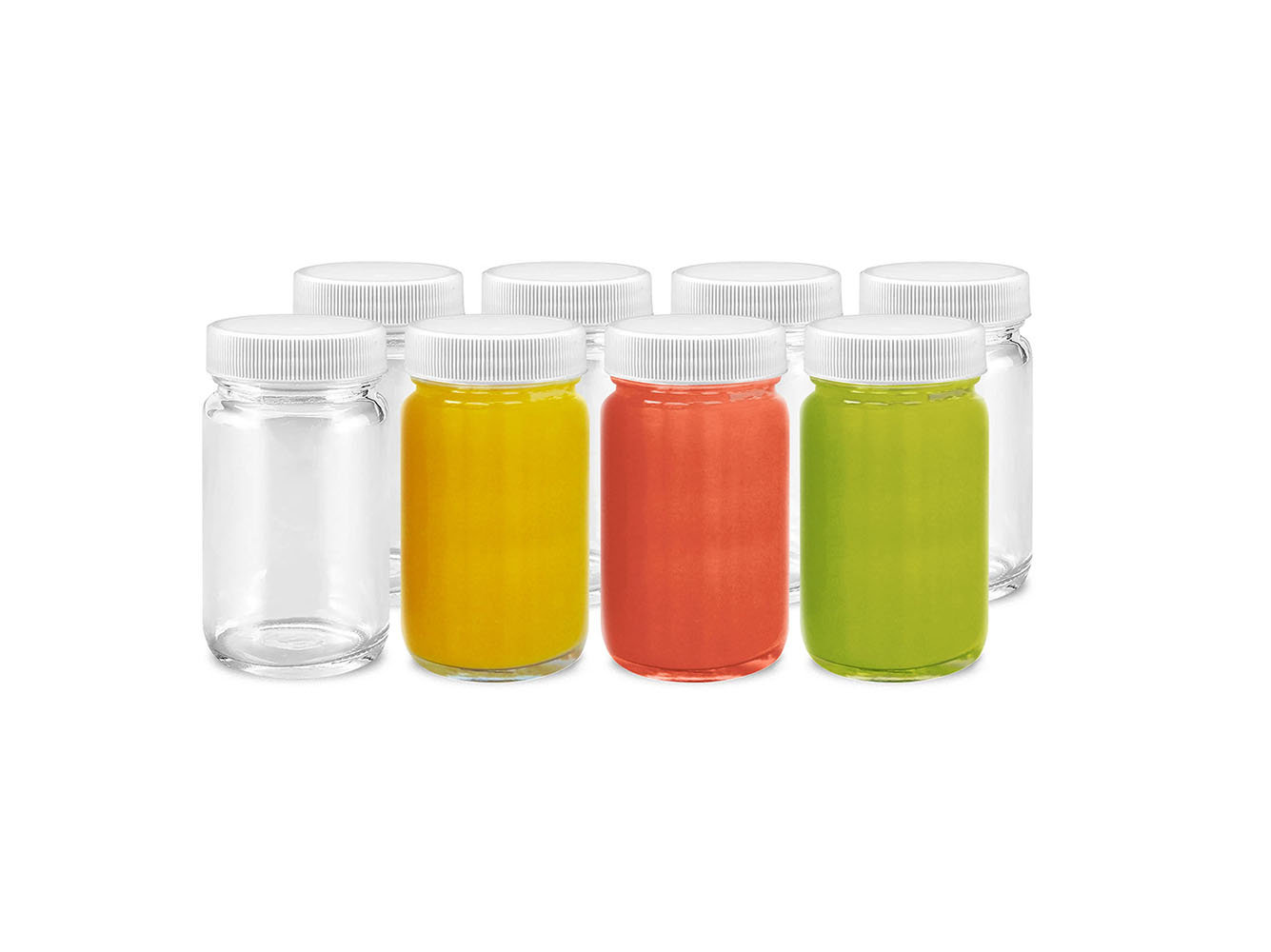 12Pc Mini Juice Bottles 4Oz Plastic Shot Bottles Clear Drink Containers  with Lids