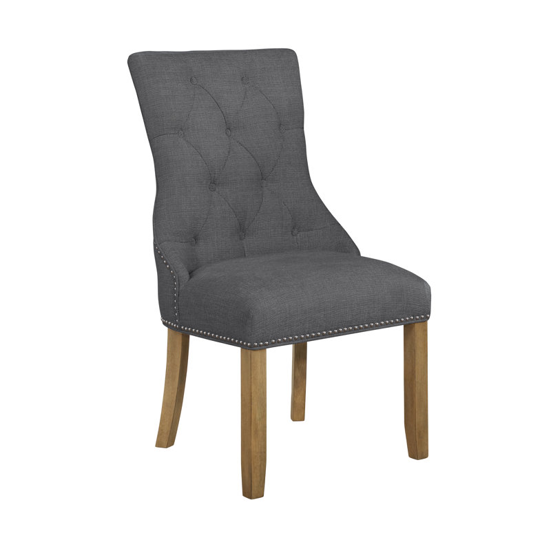 Chaise d’appoint rembourrée en lin touffeté Marcy, Gris foncé