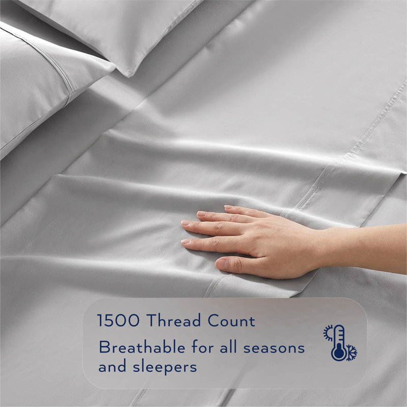 adamstown 1500 Thread Count 6 Piece Premium Cotton Rich Sateen Sheet Set, 4 Pillow Cases, 1 Fitted Sheet, 1 Flat Sheet, Fits Mattresses up to 16” Deep, Queen Size, Sage Green