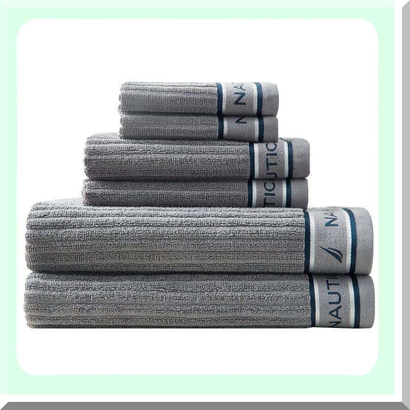 UltraSoft 6-Piece Cotton Bath Towel Set - Absorbent, Medium Weight, Signature Grey Bathroom Decor