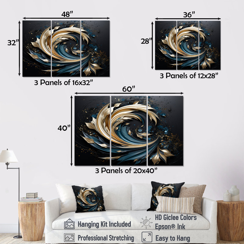 Ensemble d'art mural Rawles - Botanicals, Toile tendue, H 40 po x l 60 po x P 1 po