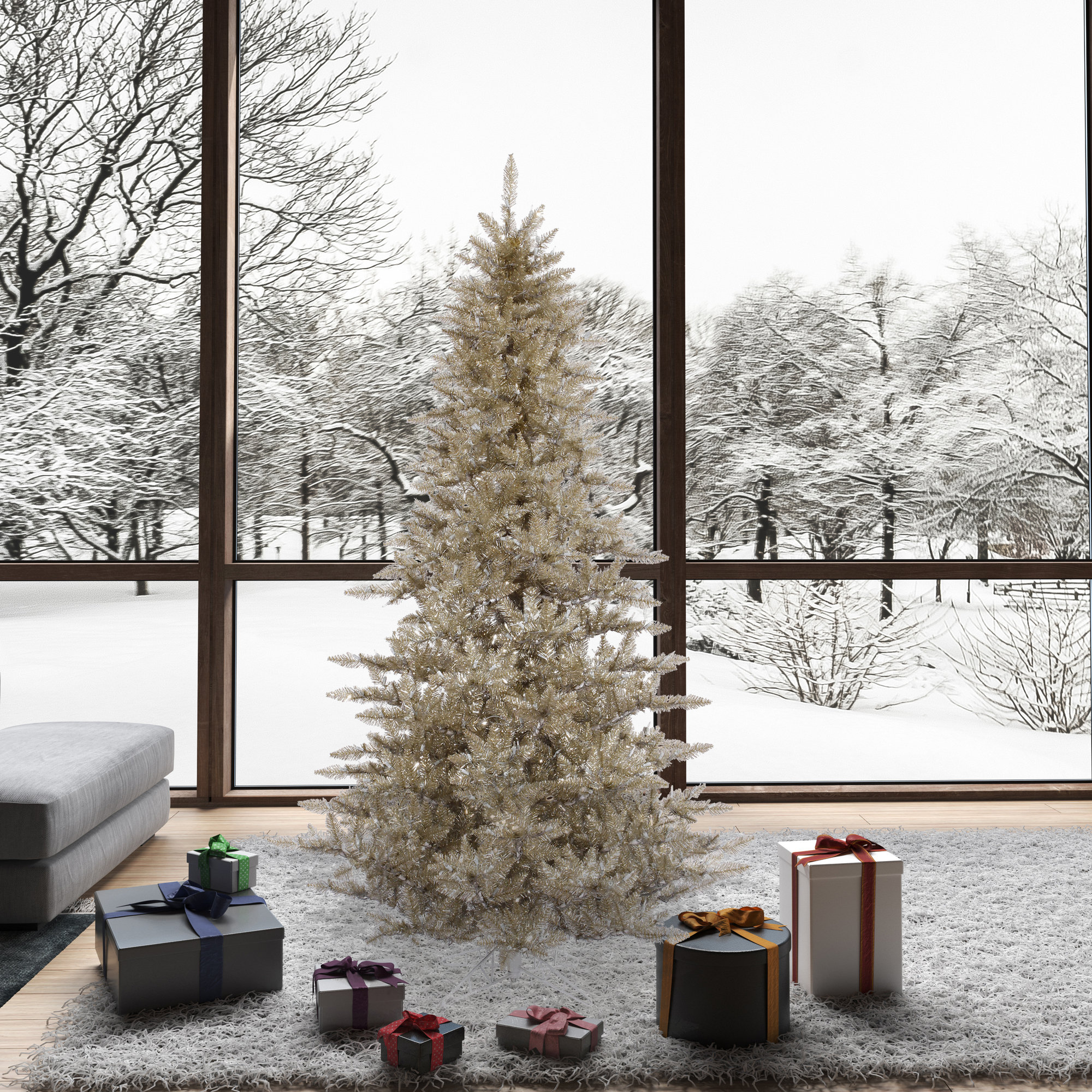 Champagne Fir Artificial Christmas Tree, 7.5' H