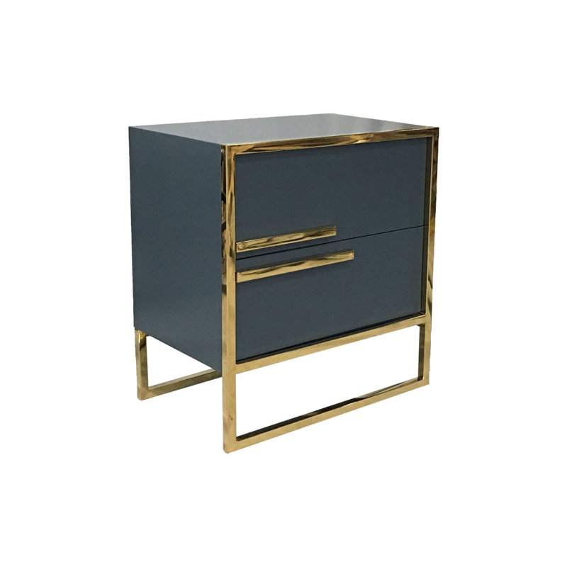 Alwaleed 58cm W Stainless Steel Bedside Table, Right Orientation, Dark Grey