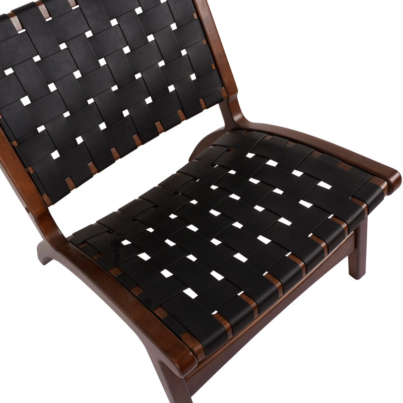 Méridienne large de 20 po Mansimrat, Cuir noir / brun foncé