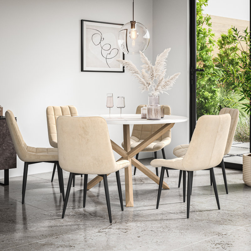 Darcus 6 - Person Dining Set, Oak/Beige