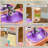 Qaba  Vanity Set, Toddler Makeup Table with Faucet, Mirror, LED Light, Music, 23 Accessories, Pretend Play Set for Girls 3-6 Years, Purple-964851998