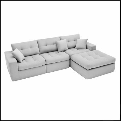 Canapé-lit en coin avec méridienne à compression Corduroy, canapé modulaire en forme de L avec éponge à haute densité, canapé convertible sans assemblage requis pour le salon, appartement, chambre d'amis