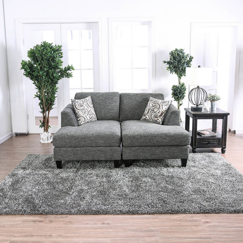 Chenille 5Pc Sectional Set Living Room Furniture Pillows Armless Chair Ottoman Chaise Plush Couch Sectionals