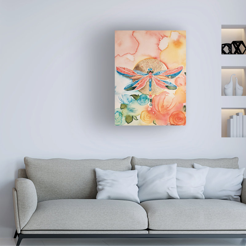 Art mural sur toile tendue - Amy Tieman «Sunset Dragonfly» pour décoration de salon, de chambre à coucher ou de bureau - 14 x 19