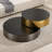 35.4" Coffee Table with Dual-Tier Rotating Top, Smoked Glass and Two-Tone Metal（Modern Round ）