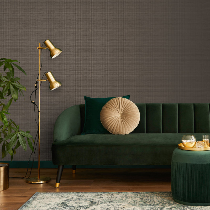 Boutique Gilded Textured Plain Wallpaper, Brown