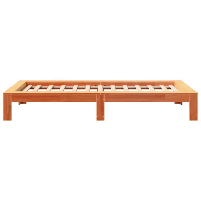 Solid Wood Bed Frame, 111.5 x 221.5 cm, Wax Brown