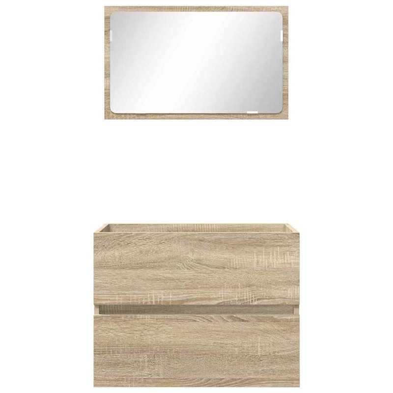 Vanity & Mirror Set, Light Wood