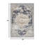 Tapis beige antidérapant à motif de médaillon rétro pour salon, salle à manger, bureau, bleu beige