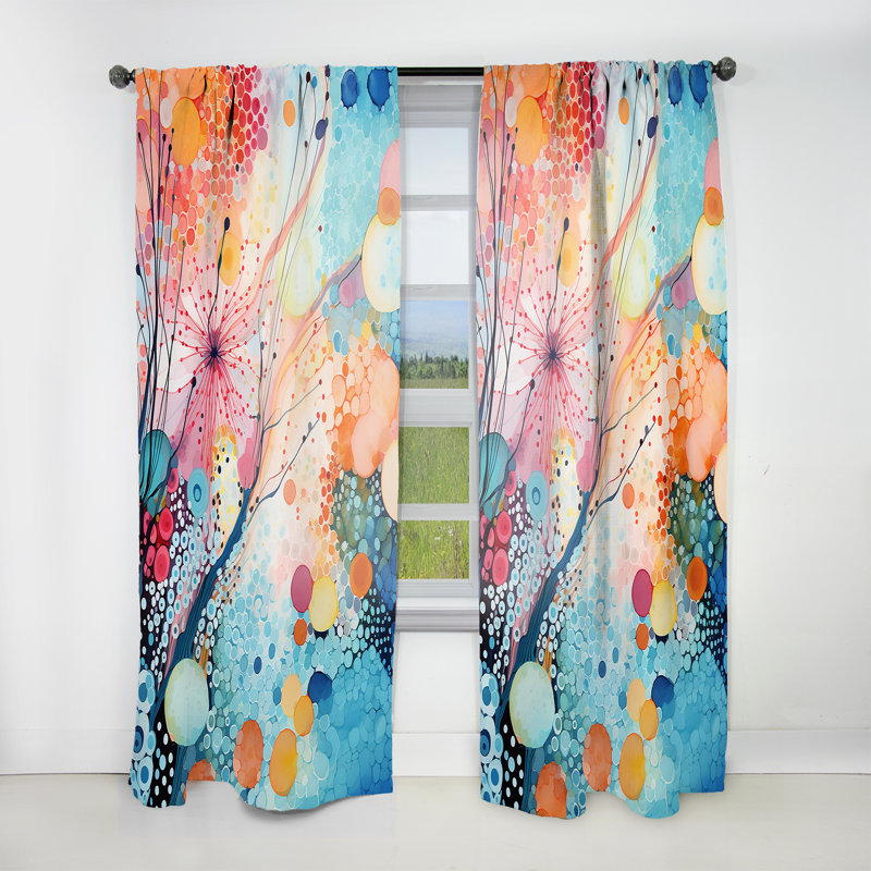 Westlake Colorful Ink River Microscopic Fantasia II - Modern Velvet Curtain - Room Darkening - 1 panel, 52" W x 90" L