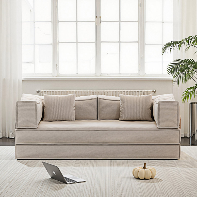 Canapé-lit modulaire convertible, Tissu crème