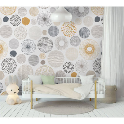 Geometric Abstract Circles Removable Wallpaper