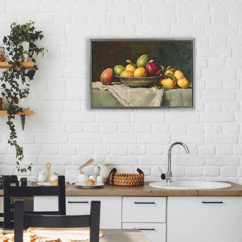 Cadre flottant Fancy Table Fruit Arrangement, design by Creative Studio, 17 x 25, Lustre Grey Floater Framed