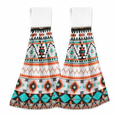 Aztec Navajo Absorbent Hand Towels - 2 Pack Hanging Dishcloths for Kitchen & Bathroom