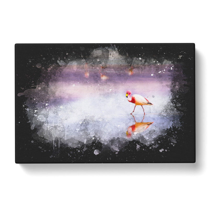 Flamingo Reflection - Wrapped Canvas Painting, 40cm H x 60cm W x 3cm D