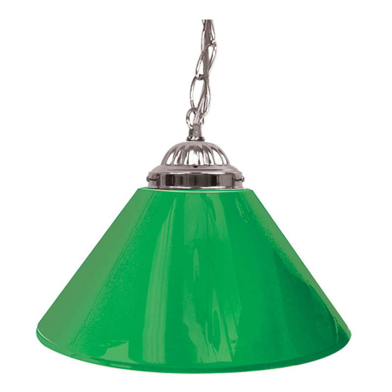 Luminaire suspendu conique 1 lumière Gamya, Vert simple, argent