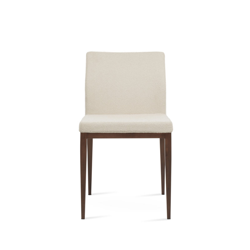 Chaise d'appoint Aria, Tissu blanc cassé, Noyer