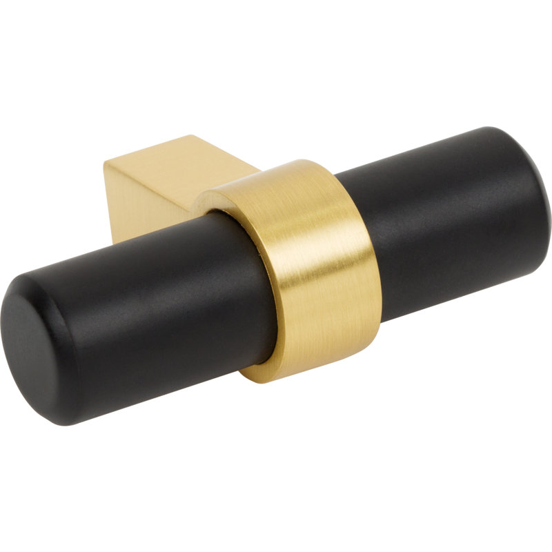 Key Grande 2" Length "T" Knob, Matte Black/Brushed Gold