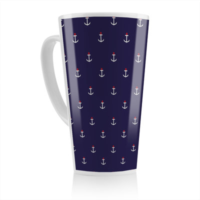 White Anchors On Latte Mug