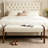 Chenille Upholstered Bench With Solid Wood Leg-928347071