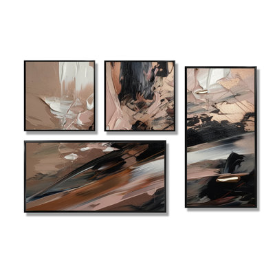 Brun et noir au-delà des limites II - impressions sur toile abstraites 4 pièces