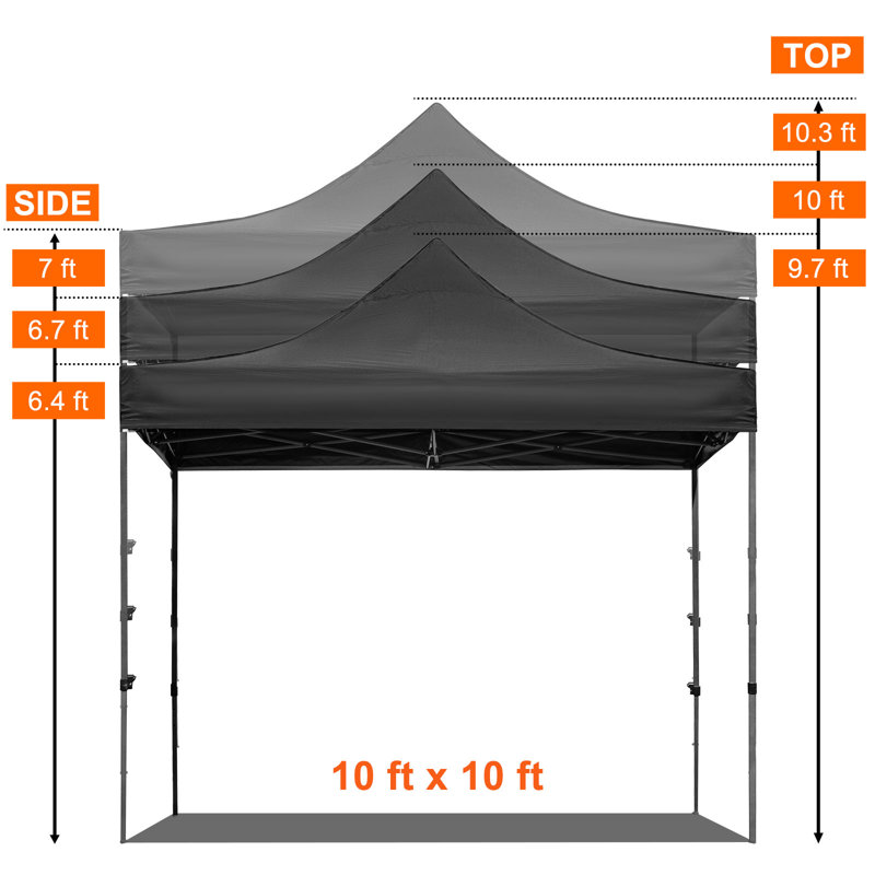 120 Ft. W x 120 Ft. D Metal Pop-Up Canopy, Black