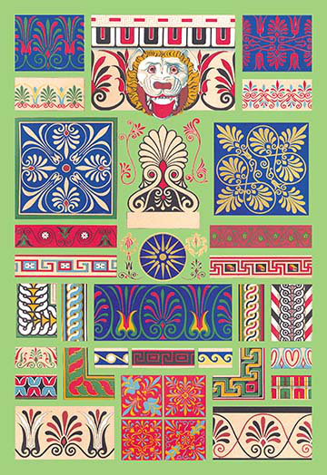 « grec design » par auguste racinet, impression encadrée