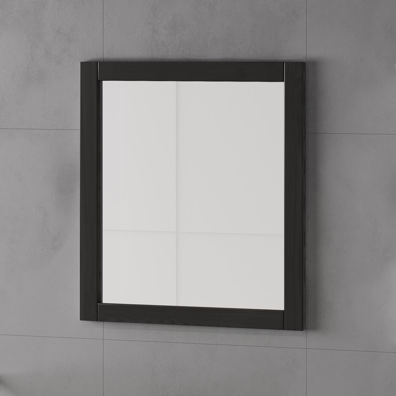 Eberharda Solid Wood Rectangle Mirror, Black