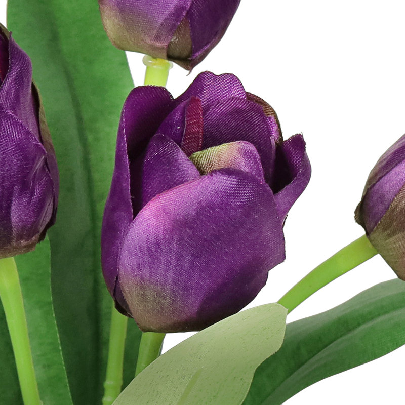 Bouquet de tiges de tulipes artificielles, Mauve prune