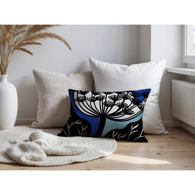 Oreiller rectangulaire réversible intérieur / extérieur Alimi, Marine, Rectangle H 18 po x l 25 po