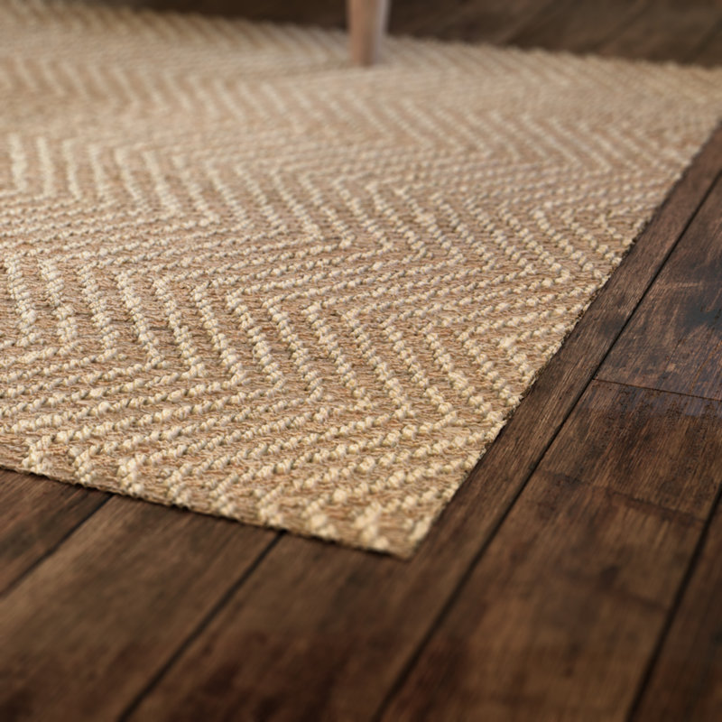 Chevron Handmade Hand Braided Jute Beige Area Rug, Rectangle 2' x 3'