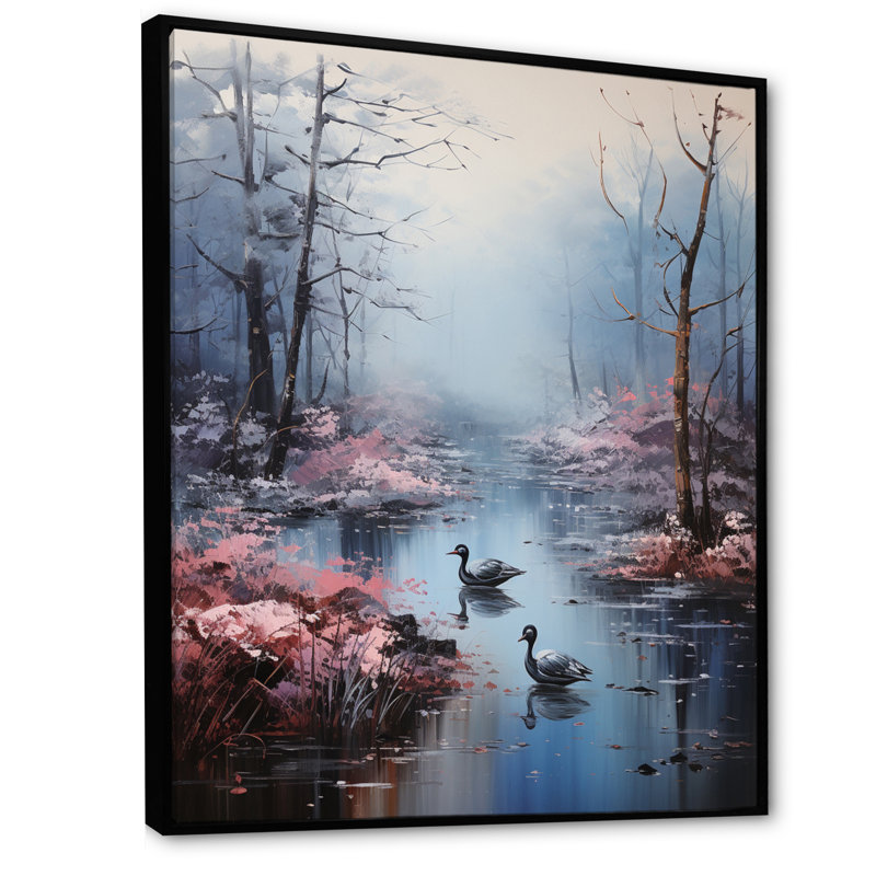 Auva, Allemagne, brume matinale, forêt, H 20 po x l 12 po x P 1 po, Cadre flottant noir