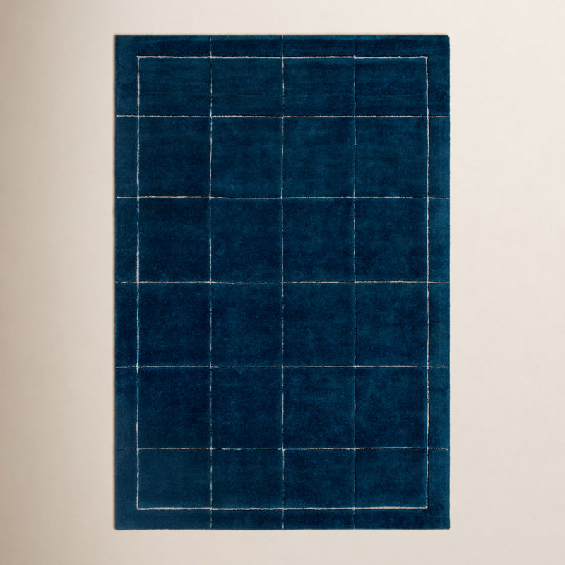 Tapis bleu marine touffeté à la main Mallory, Rectangle 5 pi x 8 pi