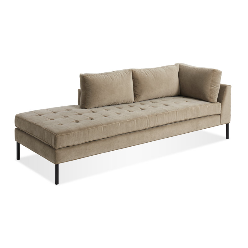 Paramount Chaise Lounge, Sanford Ceramic Crossweave, Stainless Steel, Left Hand Facing