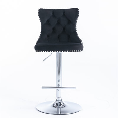 Swivel Velvet Barstools Adjusatble Seat Height From 25-33 Inch