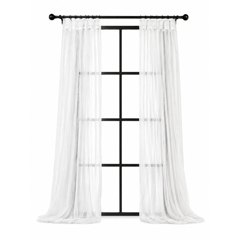 Panneau de rideau simple semi-diaphane avec passe-tringle Baltej, 54 po x 108 po, Gris anthracite