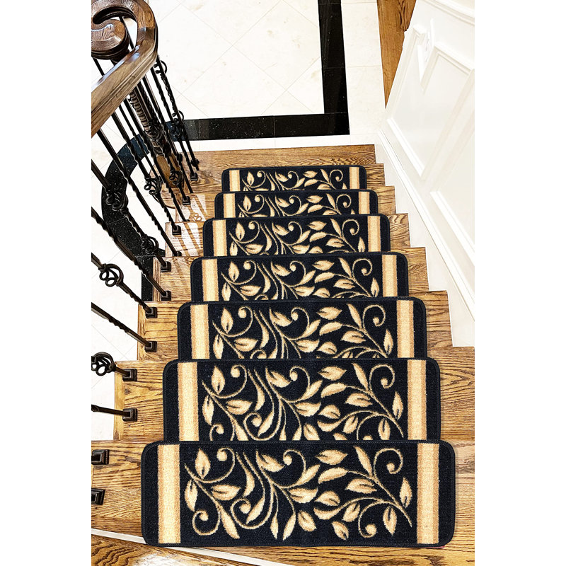 Tapis d'escalier antidérapant Doli, Noir, Ensemble de 13