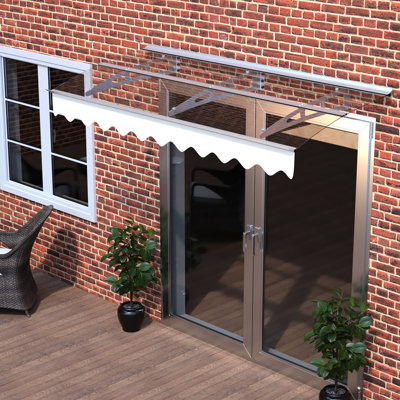 79"X34" Door Window Awning - Polycarbonate Sheet & Aluminum Brackets Heat , For Concrete Wall House Quality Weather Canopy Outdoor
