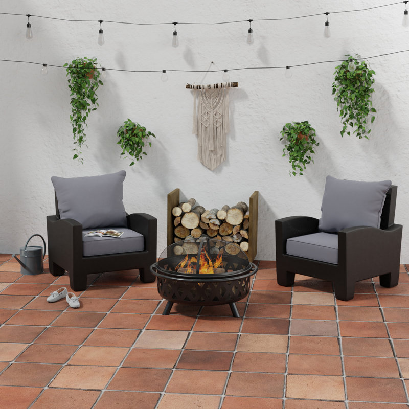 24" x 26.5" Outdoor Deep Seat Chair Cushion Set with Welt, Canvas Charcoal